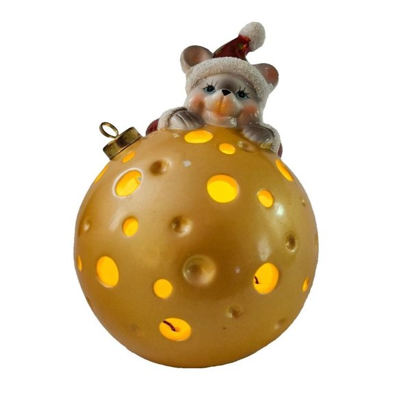Luminary Flameless Candle Mouse with Christmas Ball - Picture 3 of 8